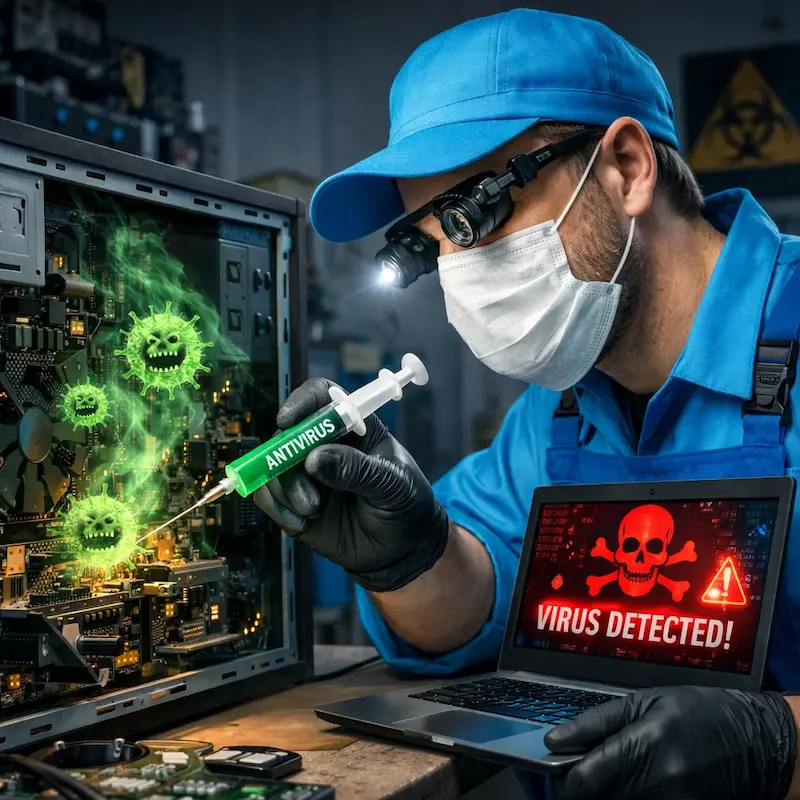Лечение компьютера от вирусов в городе Бор на дому